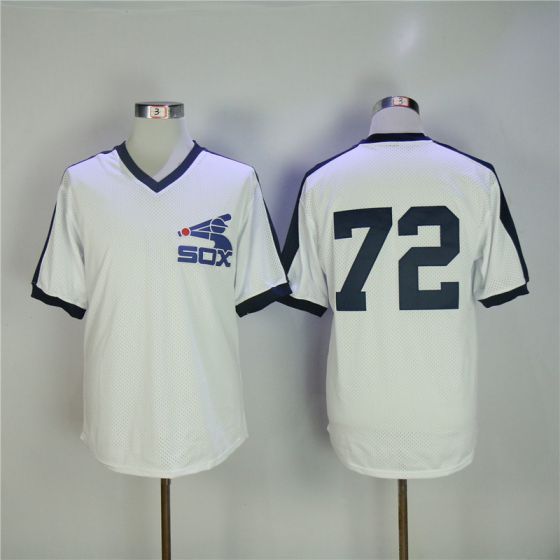Men Chicago White Sox #72 Fisk White Throwback MLB Jerseys->chicago white sox->MLB Jersey